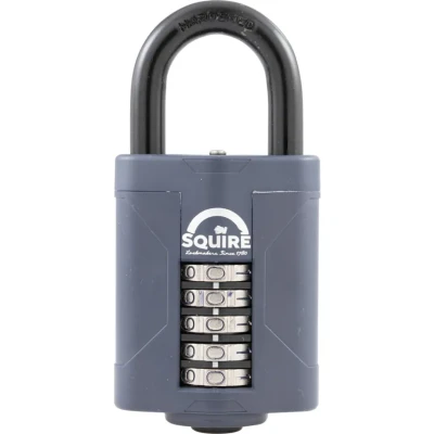 Image of Squire Heavy Duty Padlock (CP60) Toughest Steel Shackle 5 Wheel Combination Alloy for Corrosion Resistance Weatherproof Lock Home, School &amp; Garage (Blue, 60mm)
