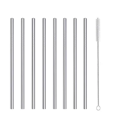 Image of Cocktail Straws Short Reusable Metal Stainless Steel with Cleaner Brush 160mm Long 6mm Wide for Rock Gin Glass Coffee Cup Mason Jar Fruit Juice Food Grade 8 Pcs