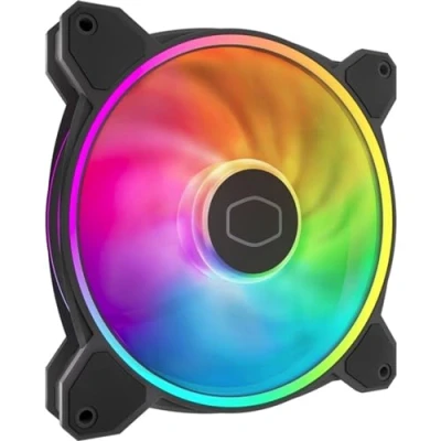 Image of Cooler Master MasterFan MF140 Halo² Fan, Duo Ring ARGB Gen 2 LED Rings, 120mm 1600rpm Dynamic PWM, Enlarged Fan Blades, Hybrid Frame for PC Case, Liquid and Air (MFL B4DN 16NP2 R2),Black