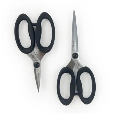 Image of Tonic Studios Tim Holtz Haberdashery Snip Bundle Includes 5&quot; and 6&quot; Titanium Coated Scissors with Patterned Storage Tins