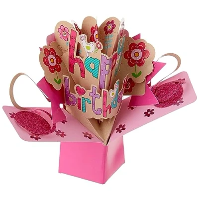 Image of Happy Birthday Female Pop Up Greeting Card Original Second Nature Ups Cards