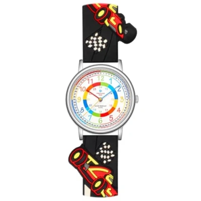 Image of Alienwork Kids Children&#039;s Teacher Watch Boys Silver Strap Black Multi Coloured Kid Waterproof 5 ATM Learning Time
