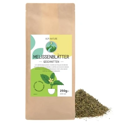 Image of Lemon Balm Tea 250g 8.8 oz by Alpi Nature, Dried Plant, Loose, Loose Leaf Tea, Leaves Cut for Preparation of and Melissa