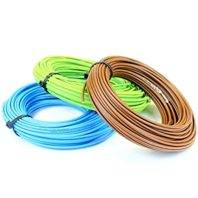 Image of 4 mm Single Core Conduit Cable 6491X Blue &amp; Brown Yellow/Green Ali&#039;s DIY 15 Metre Cut Length