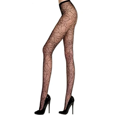 Image of Yummy Bee Black Fishnet Tights Spiderweb Gothic Fancy Dress Halloween Women
