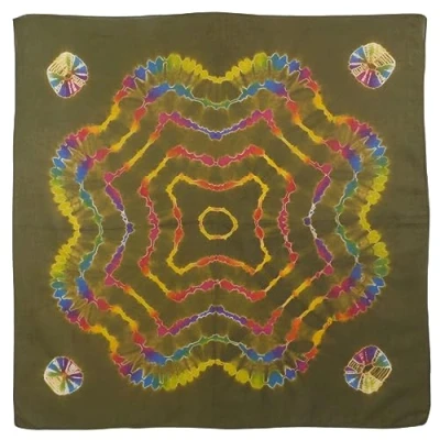 Image of Asita Hand Tie Dye XL Psychedelic Bandana 100% Cotton Olive