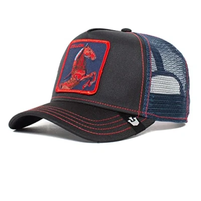 Image of Goorin Bros. The Farm Acid Trip Collection Unisex Adjustable Trucker Cap, Black (Stallion Trip), One Size
