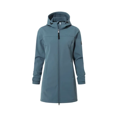 Image of TOG24 Keld Lightweight Long Womens Softshell Jacket, Windproof, Showerproof Zip Up Outdoor Jacket with Hood, Fleece Lined for Warmth, Ideal hiking, walking and everyday use