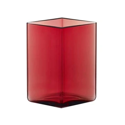 Image of Iittala 1015596 Ruutu Vase, 11.5 cm x 14 cm, Cranberry