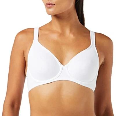 Image of DORINA Women&#039;s Lindsay Moulded Wire Bra Wired Plain Everyday Bra, White, 44B