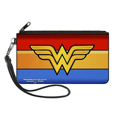 Image of Buckle Down Women&#039;s Zip Wallet Wonder Woman Small Money Brush, Multicoloured, 17 cm x 9