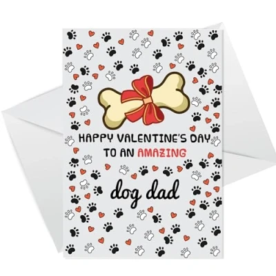 Image of RED OCEAN Funny Valentines Day Card For Dog Dad, Best Dad Card, From The Dog, Him, Pet
