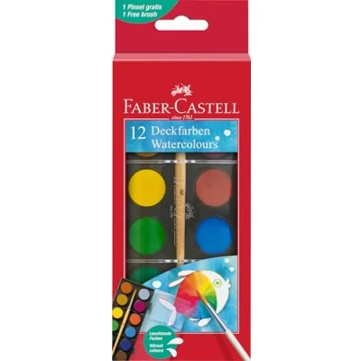 Image of Faber Castell Watercolour Paint Box 12 Colours, Small Version
