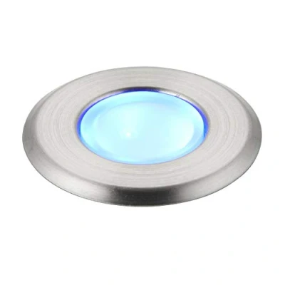 Image of Saxby 92012 Cove Round Marine Grade Stainless Steel IP67 Outdoor Decking Blue LED Buried Uplighter