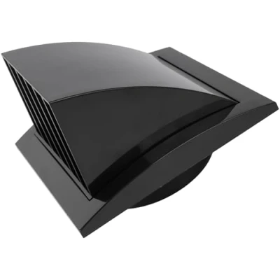 Image of Vent Systems Black Ø100 mm / 4&quot; Inch Exhaust Cover Dryer Hood Louvered Cap One Direction Plastic Air Supply Grille Non Return Valve Outlet Cowl
