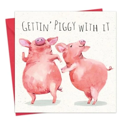 Image of Twizler Funny Birthday Card Pigs Blank Happy Men Women Him or Her