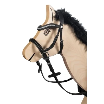 Image of HKM 9209 Knitloze Trense Funny Horses speelgoedscheider houten paarden zwart, Mini Shetty