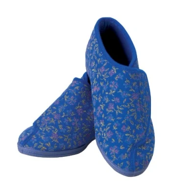 Image of HOMECRAFT Ladies Blue Patterned Slipper Booties Size 5