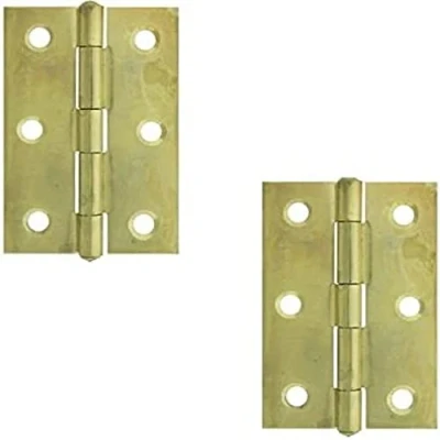 Image of Merriway BH03835 (2 Pcs) 75mm (3 inch) EB Steel Narrow Utility Hinge Brass Plated Pack of 2 Pieces