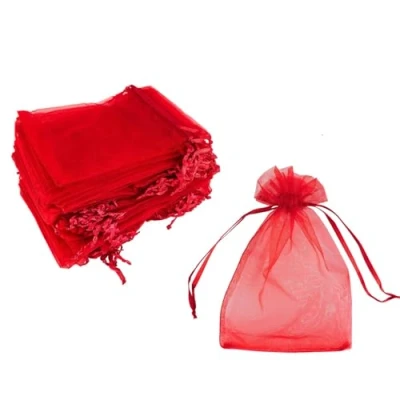 Image of 120 Pcs Organza Bags, Wine Red 2.8 x 3.5 Inches Gift Small Jewelry Pouches Wedding Bag, Drawstring Candy Mesh Favour Bags for Birthday, Parties, Christmas
