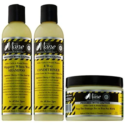 Image of THE MANE CHOICE Proceed With Caution Killer Curls &amp; Brutal Bounce Shampoo, Conditioner and Mask Set