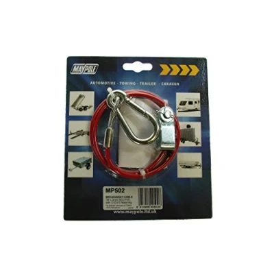 Image of Maypole Breakaway Cable for Ifor Williams Trailers, Clevis And Pin Fitting, 1m x 3mm, Red