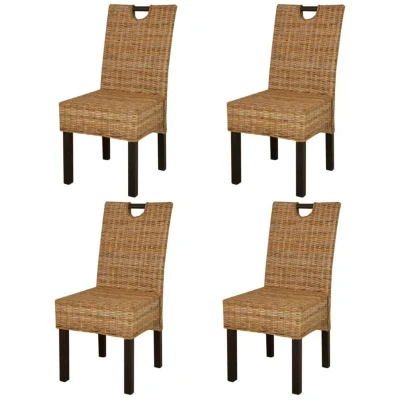 Image of vidaXL Dining Chair 4 pcs Kubu Rattan Mango Wood