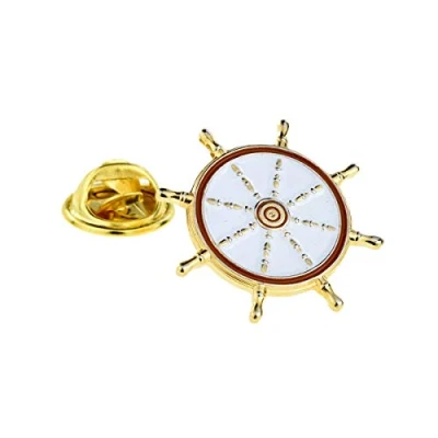 Image of Ships wheel Sailing Boat Metal Enamelled Pin Badge Lapel XJKB2 33