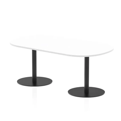 Image of Italia 1800mm Poseur Boardroom Table White Top 720mm High Black Leg