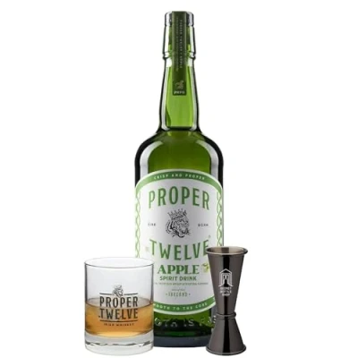 Image of Proper No. 12 Apple Whiskey Glass &amp; Jigger Set 70cl Irish By Conor McGregor Whisky Gifts For Him