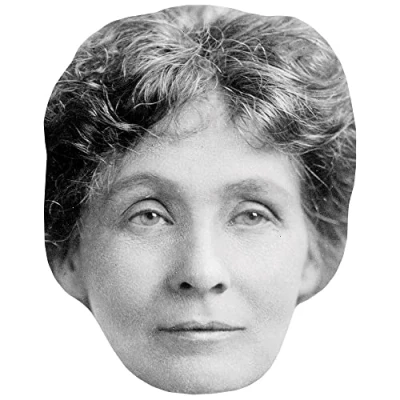 Image of Emmeline Pankhurst (BW) Celebrity Mask, Flat Card Face, Fancy Dress Mask