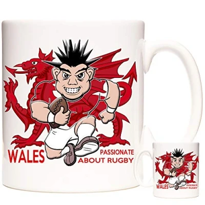 Image of 11OZ Welsh Rugby Mug. Wales Passionate About Rugby. Fantastic Gift Mug for Fans of World Cup