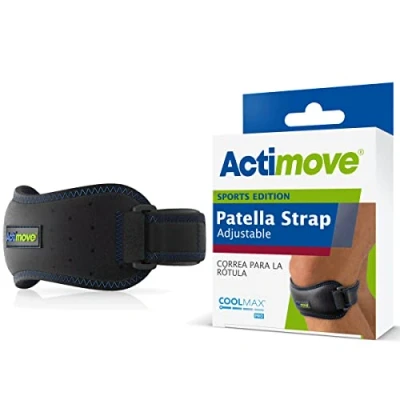 Image of Actimove Sports Edition Patella Strap Adjustable for Men and Women COOLMAX® AIR Technology Pain Management Jumper&#039;s Knee, Patellofemoral Syndrome Left/Right Wear Black, Universal Size​​