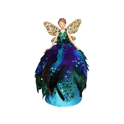 Image of Peacock Angel Fairy Christmas Tree Topper Decoration (18 cms) by Gisela Graham