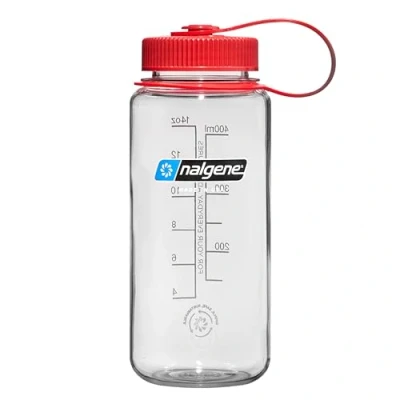 Image of Nalgene Sustain Tritan BPA Free Water Bottle Made with Material Derived from 50% Plastic Waste, 16 OZ, Wide Mouth, Clear