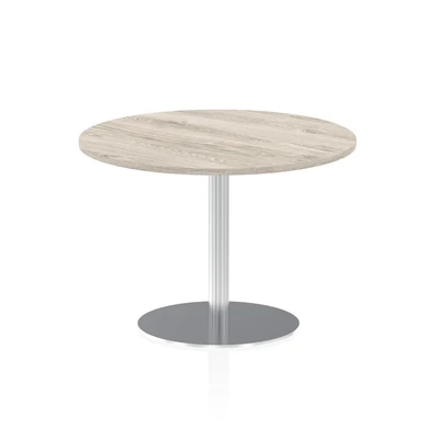 Image of Italia 1000mm Poseur Round Table Grey Oak Top 725mm High Leg