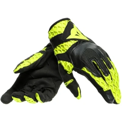 Image of Dainese Air Maze Unisex Gloves, Motorbike Summer Gloves With Touchscreen, for Men and Women, Black/Fluo Yellow, L