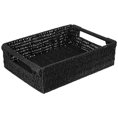 Image of Woodluv Storage Baskets, Boxes Hamper Basket, Baskets for Shelves, Black, Xlarge