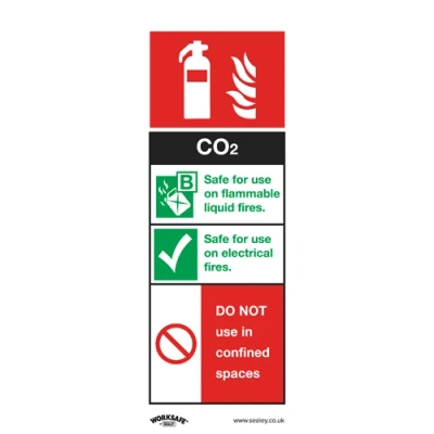 Image of Worksafe Safe Conditions Safety Sign CO2 Fire Extinguisher Self Adhesive Vinyl Pack of 10