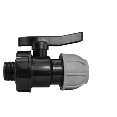 Image of MDPE Compression Connector Fittings 20mm LDPE Water Pipe Elbow Valve Straight (Valve 1/2&quot; BSPM)
