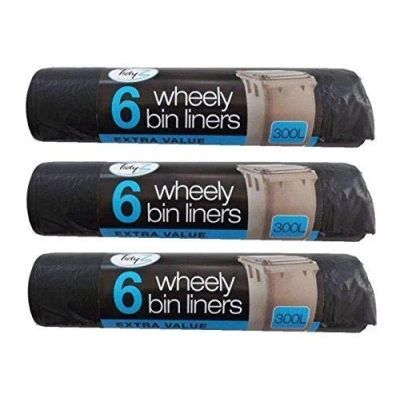 Image of Tidy Z 18 x Strong 300L Outdoor Wheely Bin Liners Waste Bags Fits Bins 230 143cm