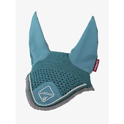 Image of LeMieux Classic Crochet Fly Hood with Comfortable Lycra Ears in Peacock Sport Horse Wear for Competitive Rider Large