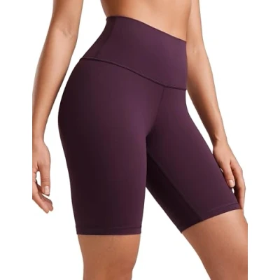 Image of CRZ Yoga Womens Butterluxe 8&#039;&#039; Shorts High Waisted Workout Gym Leggings Running Spandex Biker Deep Purple 12