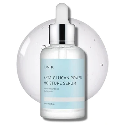 Image of IUNIK Beta Glucan Power Deep Moisture Vegan Serum 400,000 ppm Intense Hydration Mushroom Yeast Extracts Dry Mature Sagging Sensitive Skin Cell Regenerating Lifting (50ml)