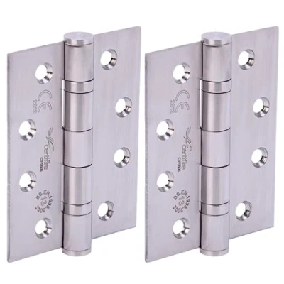 Image of HANDLEZONE® Door Hinges 1 Pair 102mm / 4 inch Ball Bearing, Grade 13 Fire Rated, CE13 FD30 FD60, with Screws Satin Stainless Steel