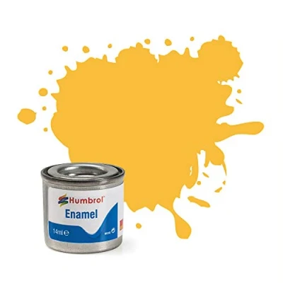 Image of Humbrol Model Paint AA0268 No 24 Trainer Yellow Matt Tinlet 1 (14ml), Enamel Paints for Models, Plastic, Metal, Wood, Glass, Ceramics and More, Touch Up Hobby Craft