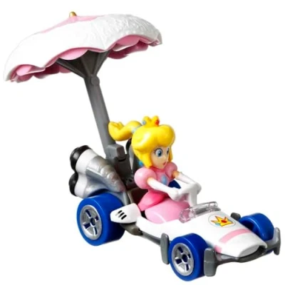 Image of Hot Wheels Die Cast Mario Kart Princess Peach in B Dasher with Parasol Glider