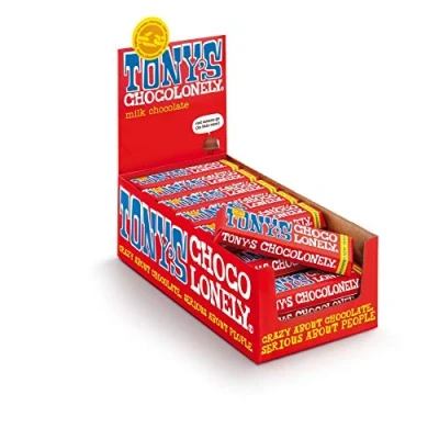 Image of Tony&#039;s Chocolonely Chocolate Bar Milk 35 x 50 gram Fairtrade Gift 32% Cacoa Vegetarian