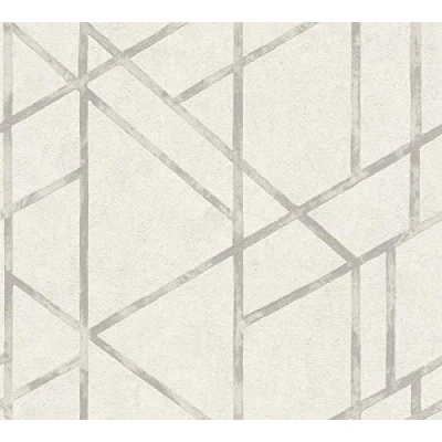 Image of Livingwalls Geometric Wallpaper Metropolitan Stories Non Woven Francesca Milano 10.05 m x 0.53 Silver White Made in Germany 369285 36928 5