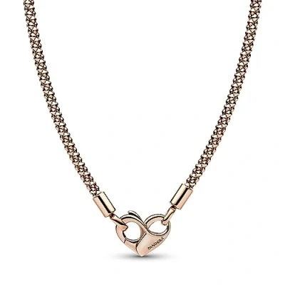 Image of Pandora Moments Studded chain 14k rose gold plated necklace with heart clasp, 45